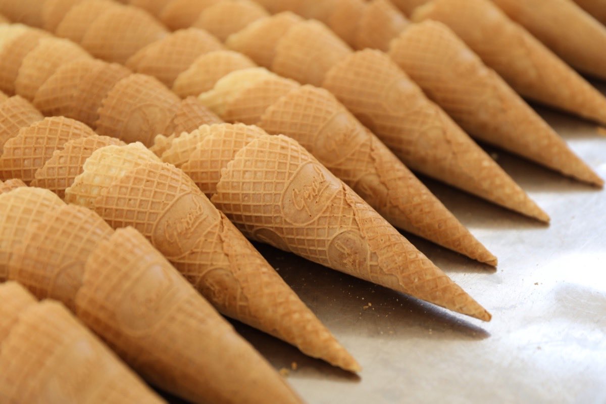 Gerard Ice Cream scoops in branded waffle cones